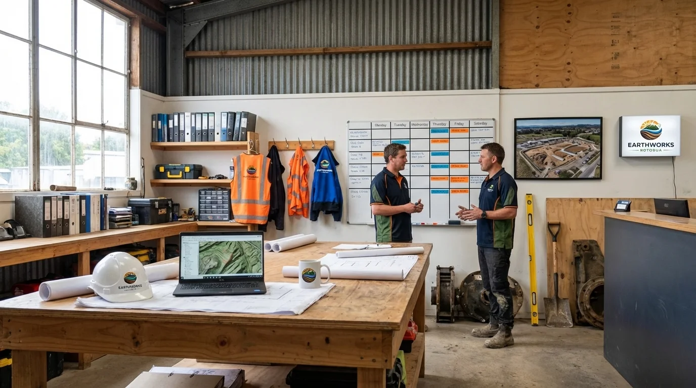 Earthworks Rotorua workspace interior office environment for civil earthworks company